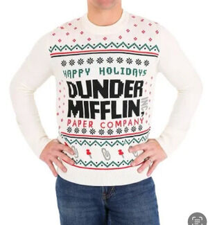 The Office Mens Dunder Mifflin Holiday Ugly Christmas Sweater - Size M